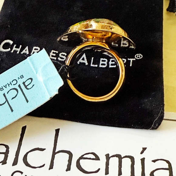 MOSAIC JASPER GEM RING, GREEN, SIZE ADJUSTABLE, LARGE STATEMENT RING, by CHARLES - Picture 5 of 8